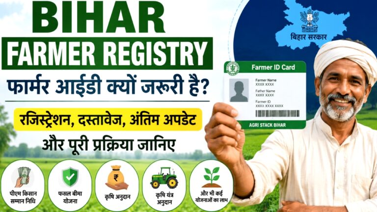 बिहार Farmer ID 2026: रजिस्ट्रेशन, दस्तावेज और नया अपडेट बिहार Farmer Registry 2026 के लिए Farmer ID बनवाता किसान, रजिस्ट्रेशन प्रक्रिया, जरूरी दस्तावेज और सरकारी योजनाओं की जानकारी।