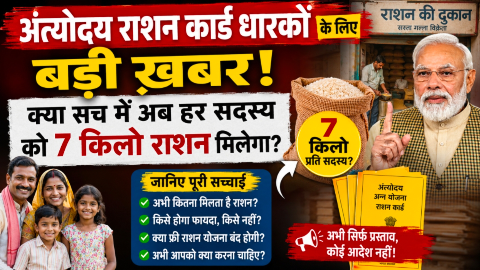 अंत्योदय राशन कार्ड 7 किलो राशन अपडेट 2026 की जानकारी दिखाता हुआ प्रतीकात्मक चित्र